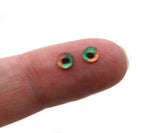 Tiny 4mm Orange and Green Glass Eyes