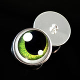 Green anime with shines sew on glass eyes