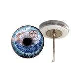 Boho barn owl and moon wire pin posts eyes