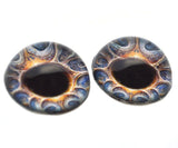 High Domed Art Nouveau Blue and Gold Glass Eyes