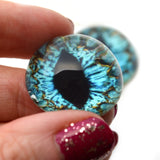 High Domed Blue Turquoise Dragon Glass Eyes Follow Effect Creature Eyeballs for Sculpture Making