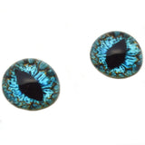 High Domed Blue Turquoise Dragon Glass Eyes Follow Effect Creature Eyeballs for Sculpture Making