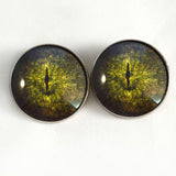 Dark Green Crocodile Gharial Sew-on Glass Eyes