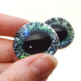 High Domed Green and Blue Human Glass Eyes