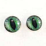 Green and peach dragon sew on glass eyes