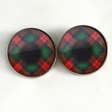 Green and red plaid tartan sew on glass eyes