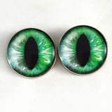 Green and white cat dragon sew on glass eyes
