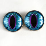 Blue and Purple Cat or Dragon Sew On Glass Eyes