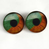 orange and green human sew on eyes