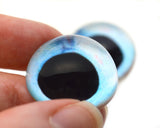 High Domed Pale Blue and Orange Fish Glass Eyes