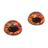 High Domed Red and Yellow Watercolor Painterly Doll Glass Eyes