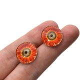red orange sunflowers glass eyes