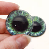 High Domed Teal Green Human Glass Eyes