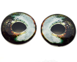 Teardrop Pale Green and Orange Fish Glass Eyes