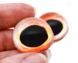 High Domed Veined Peach and Red Fish Fry Glass Eyes