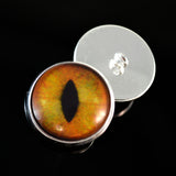 Sew On Buttons Creamy Orange Realistic Cat Glass Eyes