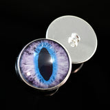 Sew On Buttons Purple and Blue Cat or Dragon Glass Eyes