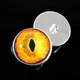 Sew On Buttons Goldenrod Tabby Realistic Cat Glass Eyes