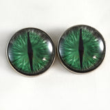Sew On Buttons Green and Gray Dragon Glass Eyes