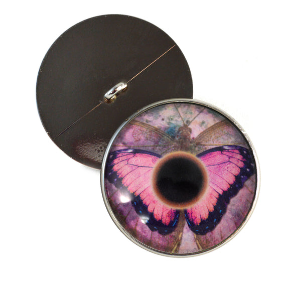 Sew On Buttons Pink Butterfly Glass Eyes