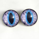 Sew On Buttons Purple and Blue Cat or Dragon Glass Eyes