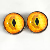 Sew On Buttons Goldenrod Tabby Realistic Cat Glass Eyes