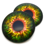 Sensational Green and Orange 50mm Glass Eyes