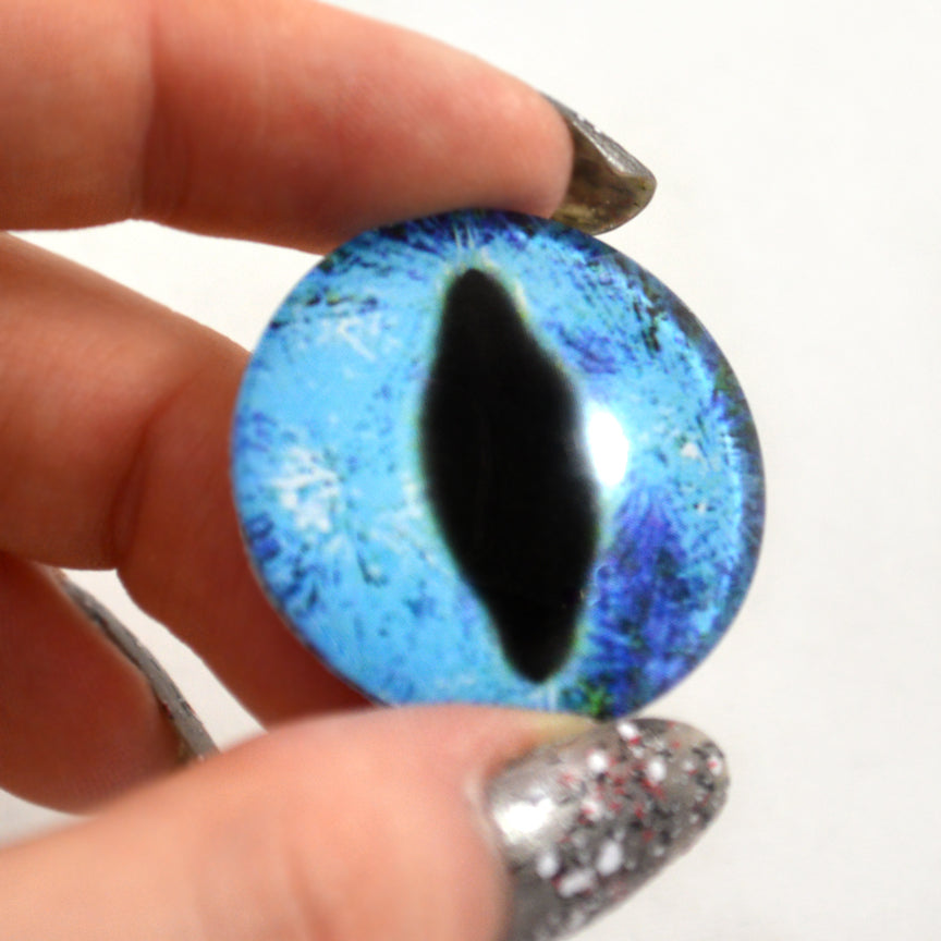 50mm Crackling Yellow and Blue Dragon 2 Inch Glass Eyes – Handmade