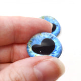High Domed Light Blue Heart Pupil Glass Eyes