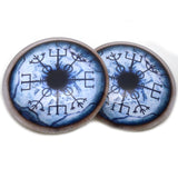 Blue Viking Compass Wolf Vegvisir Glass Eyes