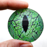 Electric Lime Green Raptor Dinosaur Glass Eye