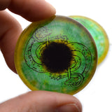 Green and Gold Loki Glass Snake Viking Cabochon Eyes