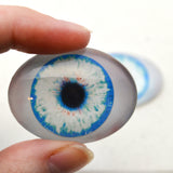 glow in the dark blue doll oval glass eyes
