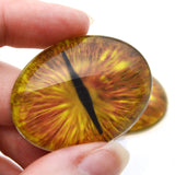 Golden Yellow Dragon Oval Glass Eyes