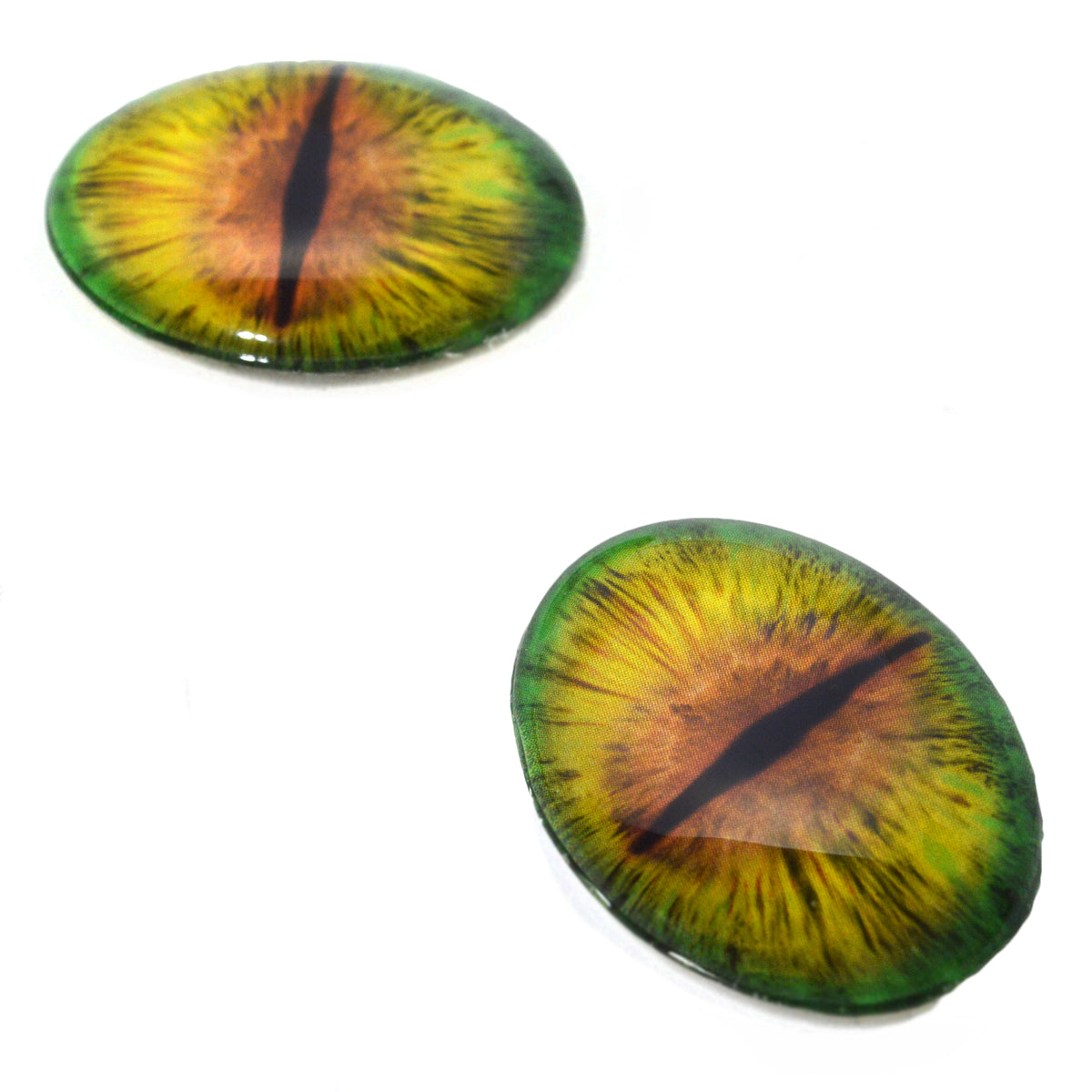 Sensational Green and Orange 50mm Glass Eyes – Handmade Glass Eyes