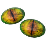 Green and Orange Dragon Oval Glass Eyes