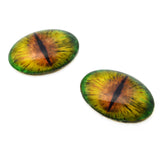 Green and Orange Dragon Oval Glass Eyes