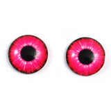 Hot Pink Neon Glass Eyes for Dolls and Polymer Clay Creatures