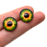 Sensational Green and Orange Creature Glass Eyes