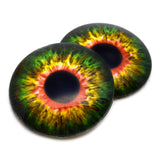Sensational Green and Orange Creature Glass Eyes