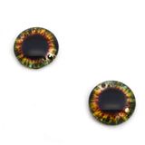 Vivid Green and Orange Wide Iris Glass Eyes