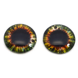 Vivid Green and Orange Wide Iris Glass Eyes