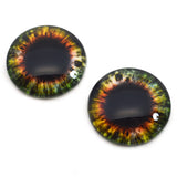 Vivid Green and Orange Wide Iris Glass Eyes