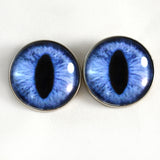 Sew On Buttons Blue Cat Glass Eyes