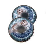 Boho Barn Owl and Moon Cabochon Glass Eyes