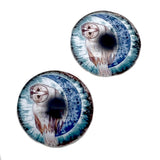 Boho Barn Owl and Moon Cabochon Glass Eyes