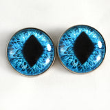 Sew On Buttons Bright Blue Cat Glass Eyes