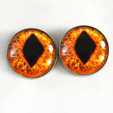 Sew On Buttons Bright Orange Cat Glass Eyes