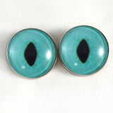 Sew On Buttons Turquoise Cat Glass Eyes