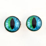 Sew On Buttons Cheshire Cat Glass Eyes in Blue and Green